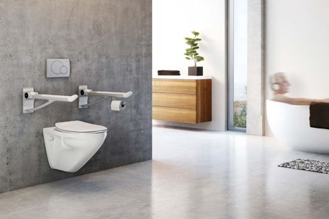 Pressalit Care’s support arms aid users' safety and confidence when using the toilet and are available in a range of design formats.