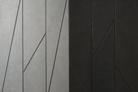 The Prism collection uses etched angular lines and shapes to create a modern, sophisticated facade.