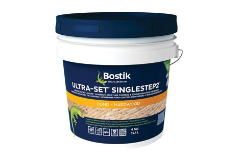 Bostik’s Ultra-set SingleStep2 flooring adhesive has a membrane that performs equivalent to a 3-mm acoustic rubber matting.