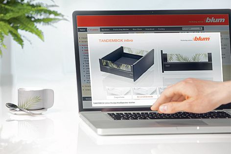 Blum’s design configurator helps users decide on the right colour and pattern for their project.