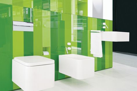 The various pieces in the Element bathroom suite offer compact, clean lines.