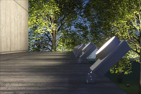 Powercast light can be used for accent lighting on landscape projects.
