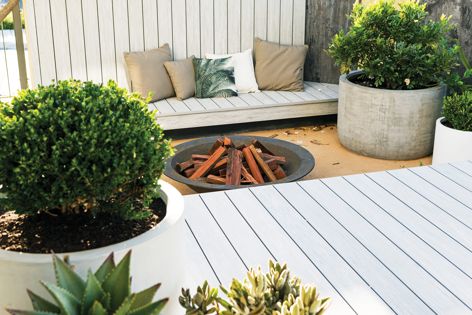 Biowood composite decking is a time-tested, low-maintenance product for achieving timber looks. Photography: Joel Barbitta.