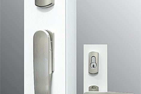 The Doric DS1250 Bi Fold lock pictured locked (left) and unlocked (right).