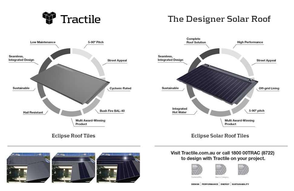Eclipse solar roof tiles by Tractile