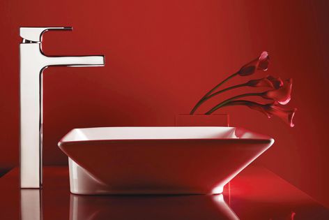 The tall basin mixer, part of the Strayt collection from Kohler.