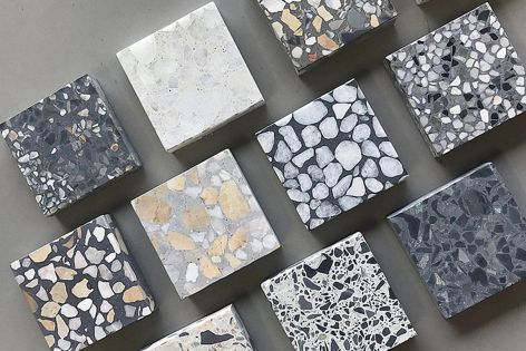 Concrete Collaborative’s Venice terrazzo tiles and slabs feature natural stone aggregates of marble and granite up to 10 mm in size, providing high visual impact for a broad range of residential and commercial interior spaces.