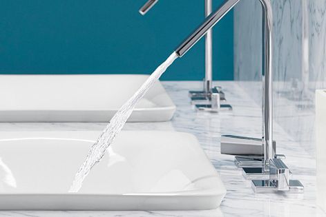 Kohler’s simple, functional Carillon basins pair well with the Loure tapware collection.